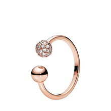 Load image into Gallery viewer, Rose gold ring with a spherical design on a white background