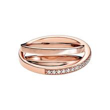 Load image into Gallery viewer, Rose gold ring with diamond accents on a white background