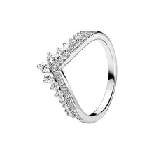 Load image into Gallery viewer, Silver ring with diamond accents on a white background