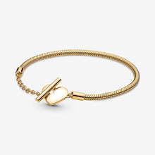 Load image into Gallery viewer, The Amour – Heart T-Bar Snake Chain Bracelet