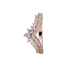 Load image into Gallery viewer, Rose gold earring with clear gemstones on a white background
