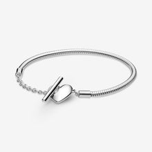 Load image into Gallery viewer, The Amour – Heart T-Bar Snake Chain Bracelet
