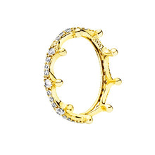 Load image into Gallery viewer, gold ring with a crown shape and little diamonds
